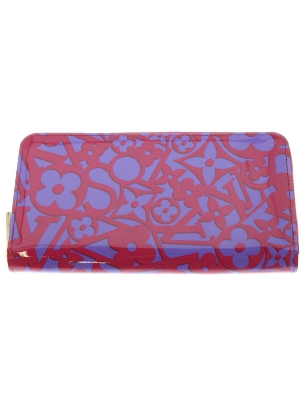 Louis Vuitton Vernis Suit Monogram Rose Indien Zippy Wallet Red Purple